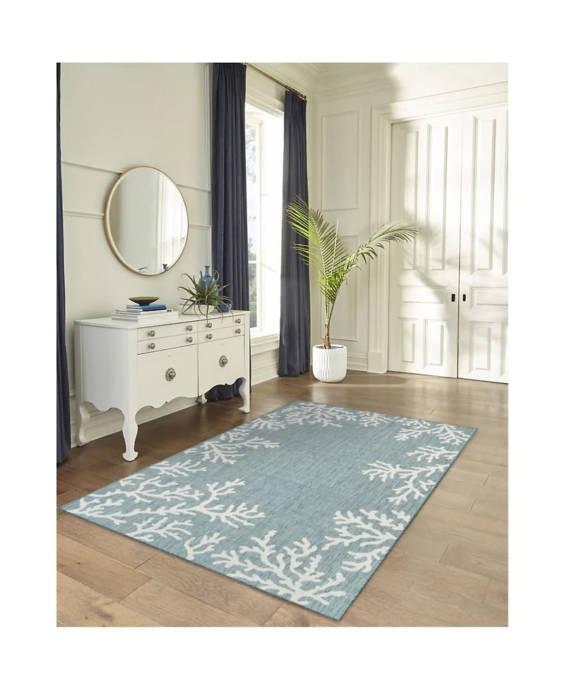 Liora Manne' Carmel Coral Border 6'6" x 9'4" Outdoor Area Rug