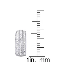 Macy's Cubic Zirconia 3-Row Huggie Hoop Earrings