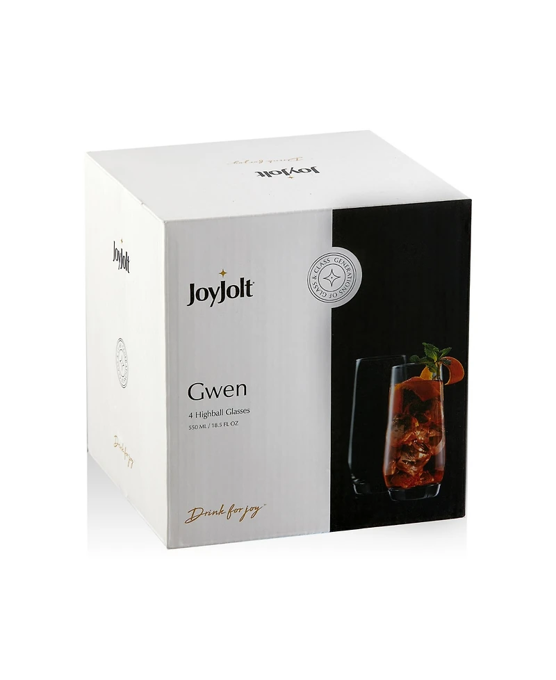 JoyJolt Gwen Highball Glasses, Set of 4
