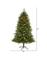 Nearly Natural Wellington Spruce "Natural Look" Artificial Christmas Tree with 300 Clear Led Lights and Pine Cones