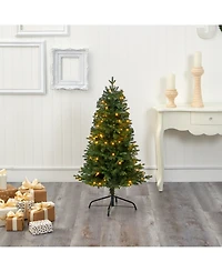 Nearly Natural Vermont Fir Artificial Christmas Tree with 100 Clear Led Lights