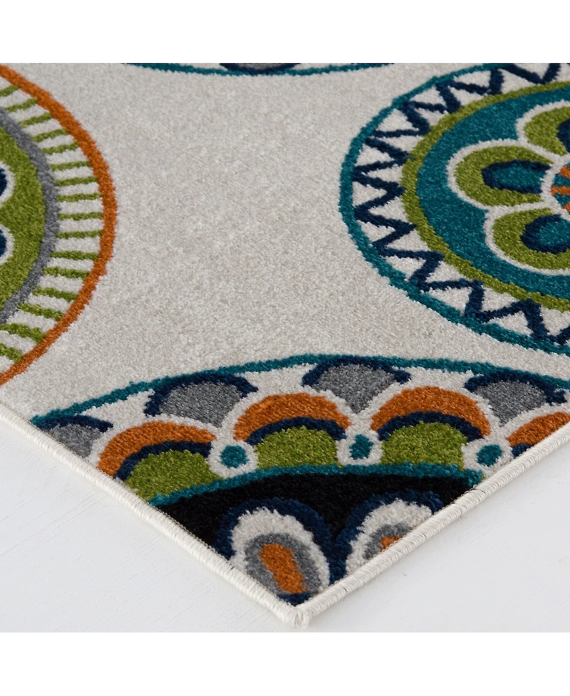 Closeout! Portland Textiles Tropicana Burnette White 8'8" x 11'10" Outdoor Area Rug