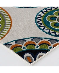 Closeout! Portland Textiles Tropicana Burnette White 8'8" x 11'10" Outdoor Area Rug