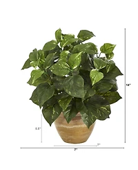 Nearly Natural Pothos Artificial Plant in Ceramic Planter