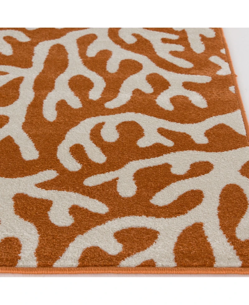 Closeout! Portland Textiles Tropicana Allover Coral Orange 5' x 7'3" Outdoor Area Rug