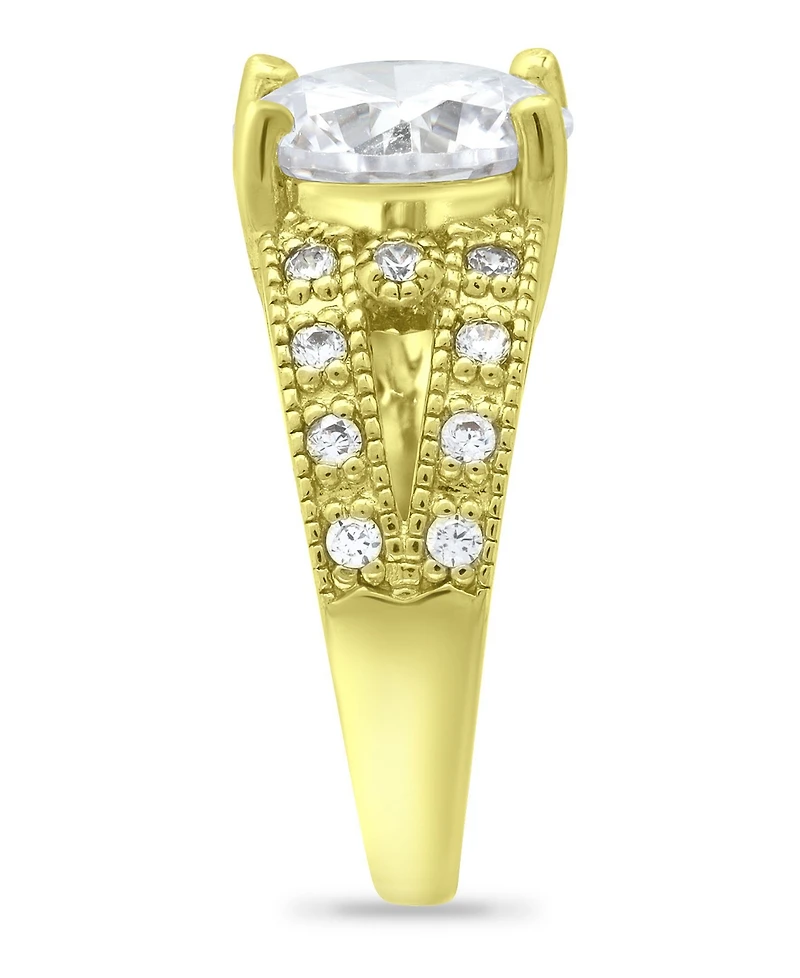 Macy's Cubic Zirconia Round Center Stone 18K Gold Plate Ring