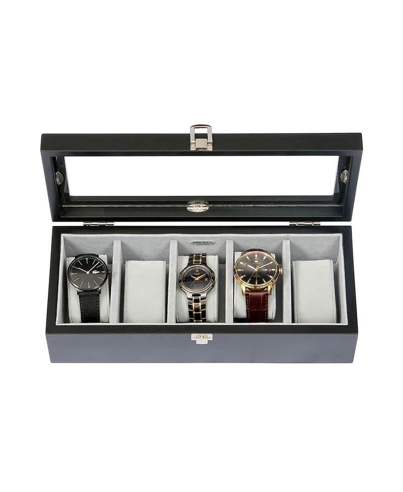 Mele Co. Tate Glass Top Wooden Watch Box in Java Finish