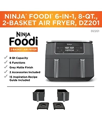 Ninja Foodi DZ201 6-in-1 8 Qt. 2-Basket Air Fryer with DualZone Technology