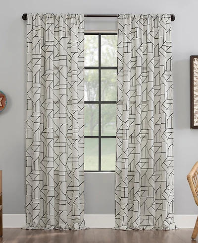 Jigsaw Embroidery Linen Blend Curtain