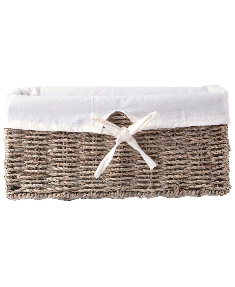 Wickerwise Seagrass Shelf Basket Lined with White Lining