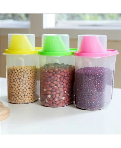 Vintiquewise Small Bpa-Free Plastic Food Saver, Kitchen Food Cereal Storage Containers with Graduated Cap, Set of 3