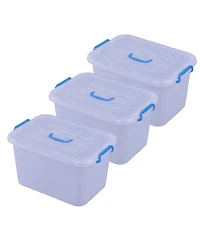 Vintiquewise Large Clear Storage Container with Lid and Handles, Set of 3