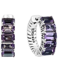 Effy Amethyst Small Hoop Earrings (3-1/3 ct. t.w.) in Sterling Silver, 0.57"