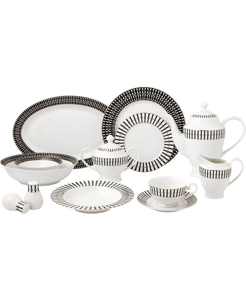 Lorren Home Trends New Bone China 57 Piece Dinnerware Set- Service for 8