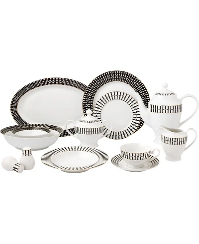 Lorren Home Trends New Bone China 57 Piece Dinnerware Set- Service for 8