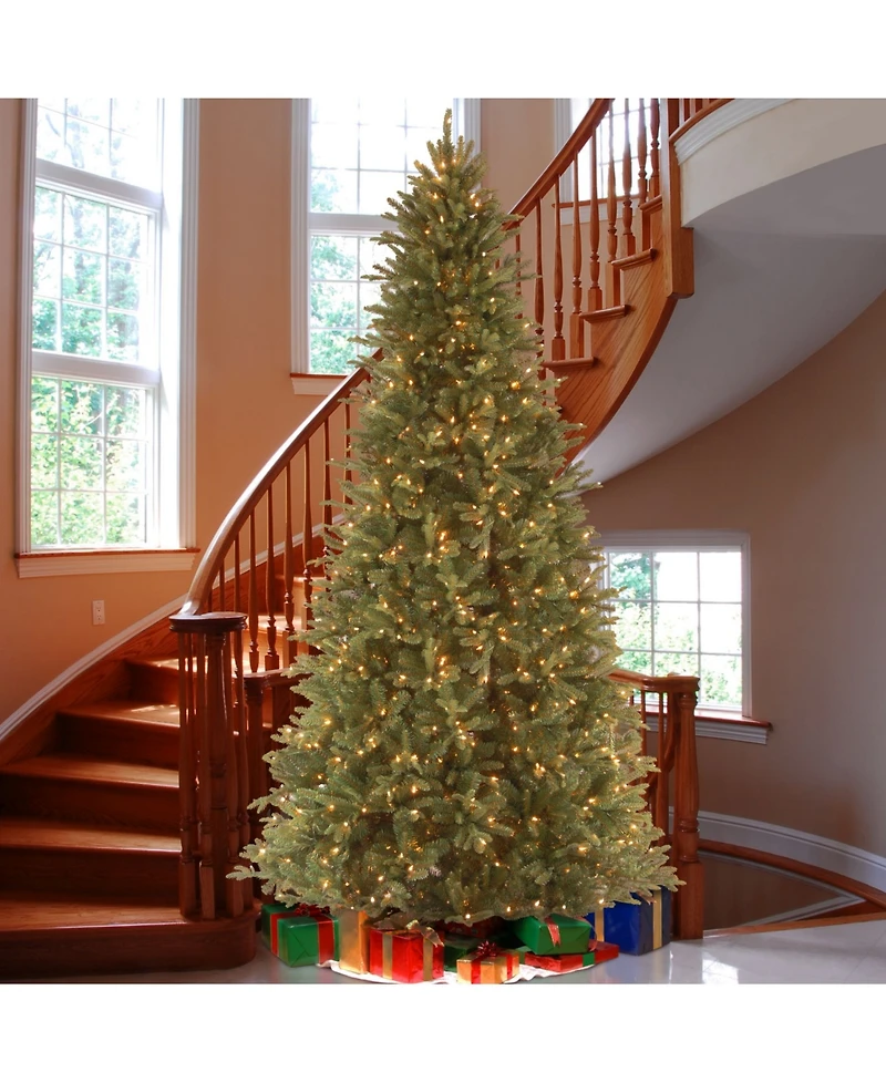 National Tree Company 9' "Feel Real" Tiffany Fir Slim Hinged Tree with 800 Clear Lights