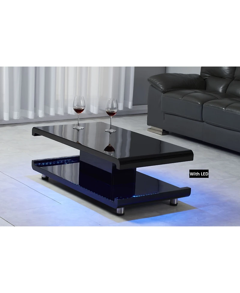 Artiva Usa La Casa Modern Euro Coffee Table with Remote Led Light