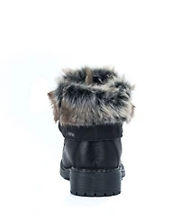 Gc Shoes Women's Trudie Faux Fur Collar Lace Up Combat Booties