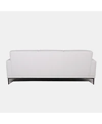 Michola Mid-Century Leather Sofa in White