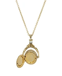 2028 Women's Gold Tone Carnelian Cameo Double Locket Spinner Necklace