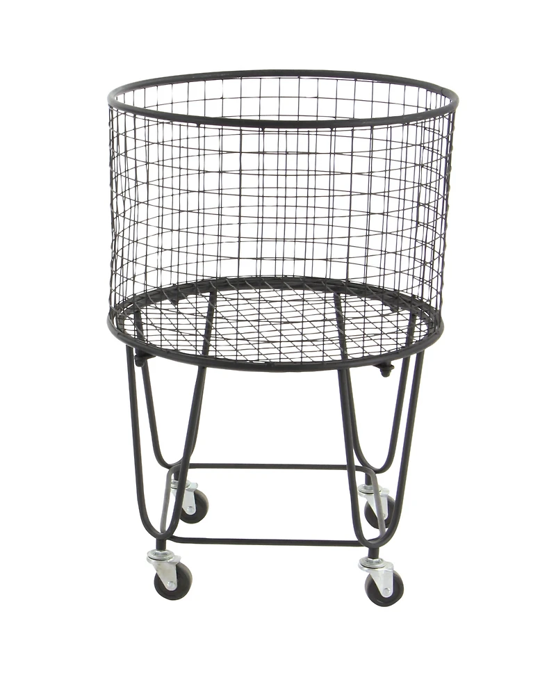 CosmoLiving by Cosmopolitan Black Industrial Metal Storage Cart, 25 x 17