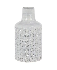 Large, Round Ceramic Floor Vase with French Country Rosette Relief Design