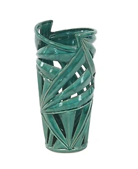 CosmoLiving by Cosmopolitan Green Stoneware Vase, 16 x 7 x 8