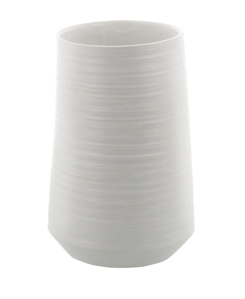 CosmoLiving by Cosmopolitan White Porcelain Contemporary Vase, 5" x 9"