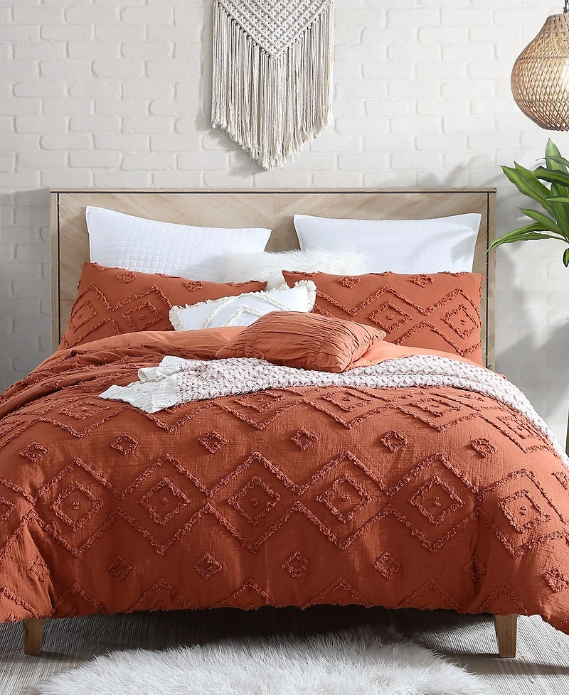 Swift Home Astonishing Rukai Clip Jacquard Gauze 5 Piece Comforter Set, Full/Queen