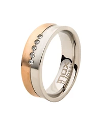 Men's Steel Rose Gold-Tone Plated 5 Piece Clear Diamond Ring