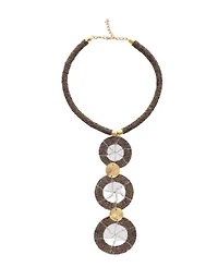 Mukiri Handcrafted African Beaded Necklace for Women – Kenyan Jewelry with Brass Shilling Accents, 3-Disc Tribal Design