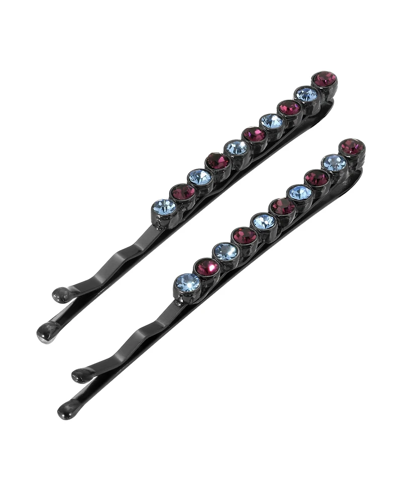 Women's Black-Tone Crystal Bobby Pins Set, 2 Piece