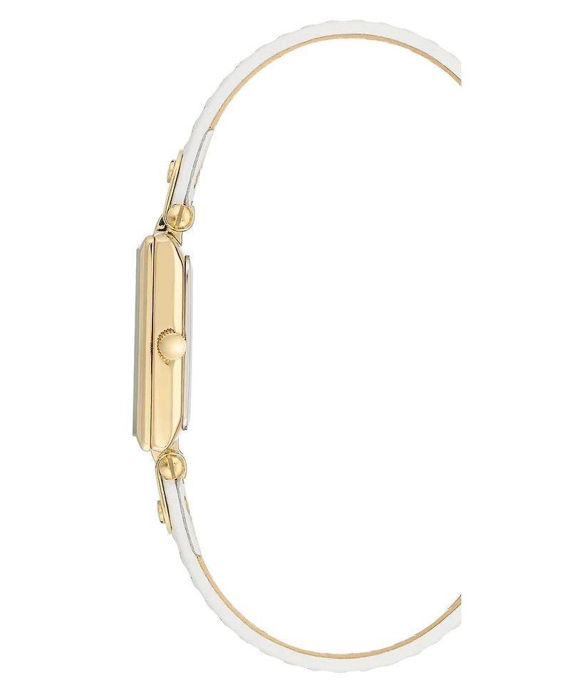 Anne Klein Gold-Tone and White Leather Strap Watch 21.5mm