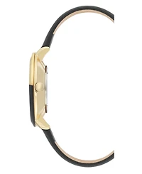 Nine West Women's Gold-Tone and Black Strap Watch, 36mm