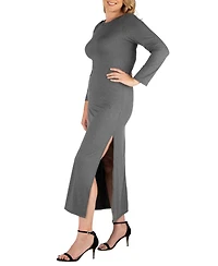 Women's Plus Side Slit Fitted Maxi Dress