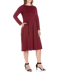 Women's Plus Fit and Flare Midi Dress