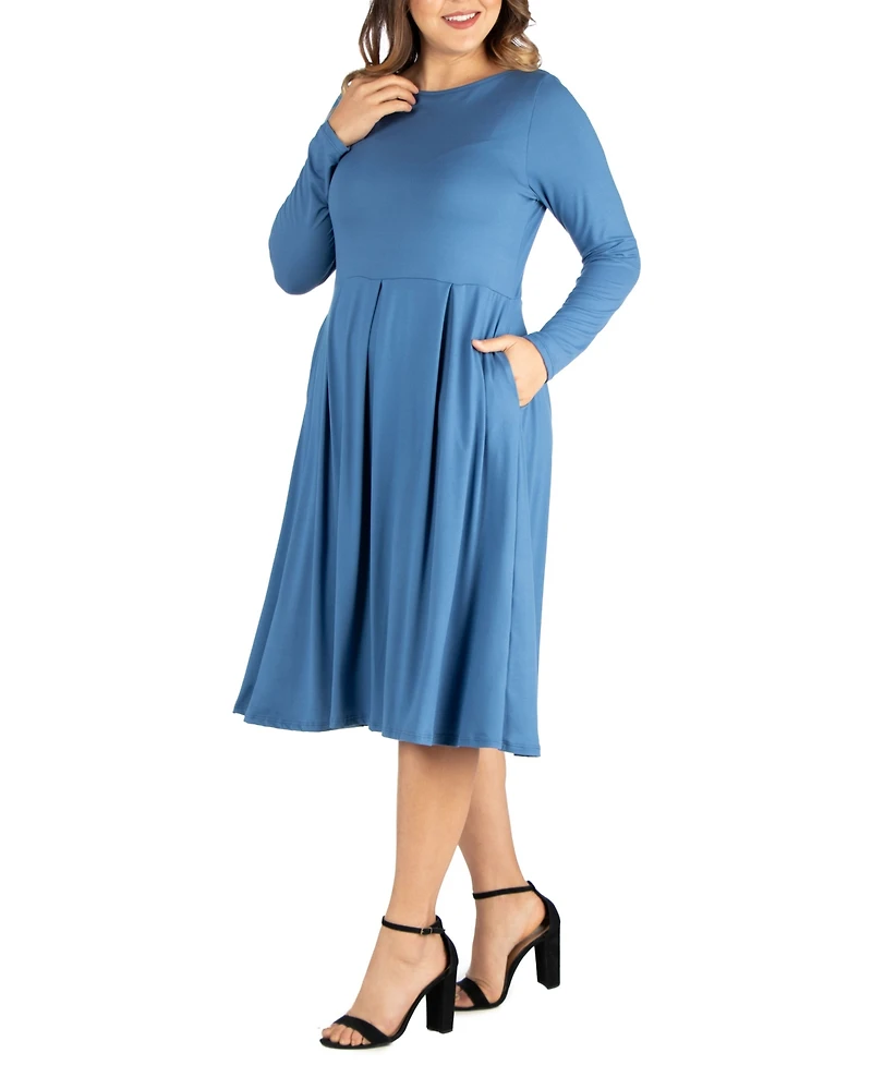 Women's Plus Fit and Flare Midi Dress