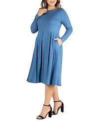 Women's Plus Fit and Flare Midi Dress