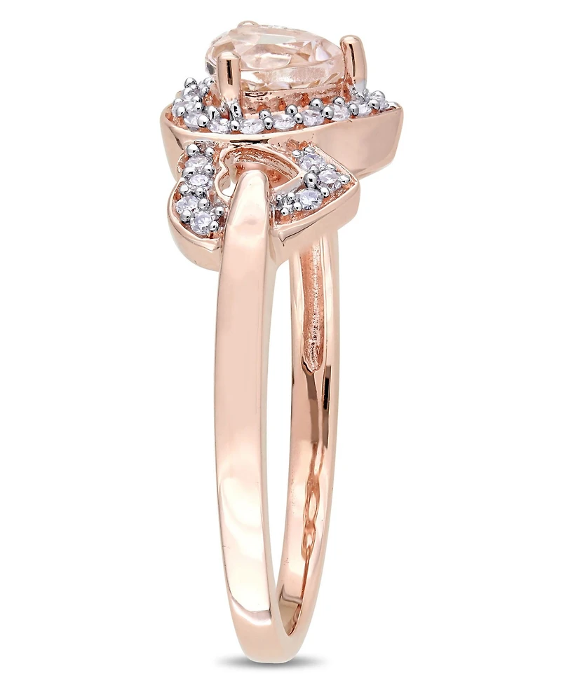 Morganite and Diamond Linked Heart Ring