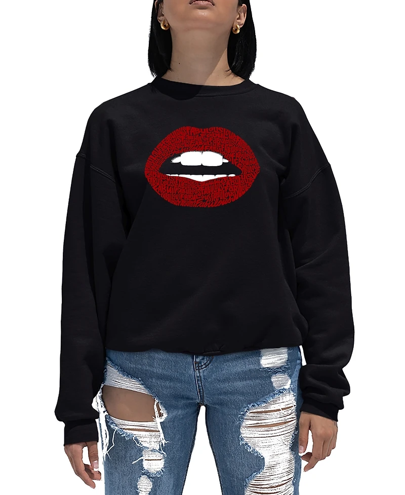 Women's Word Art Crewneck Fabulous Lips Sweatshirt