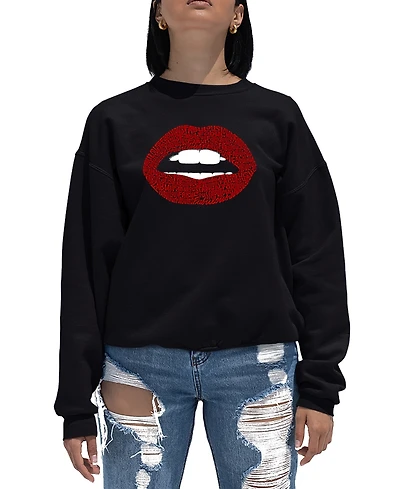 Women's Word Art Crewneck Fabulous Lips Sweatshirt