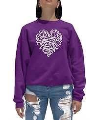 Women's Word Art Crewneck Love Heart Sweatshirt