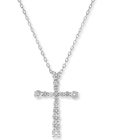 Diamond Cross Pendant Necklace (1/2 ct. t.w.) 14K Gold or White