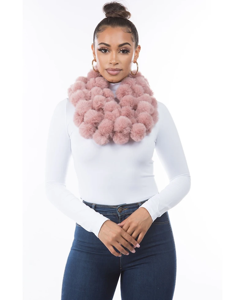 Marcus Adler Women's Cozy Luxe Faux Fur Pom Loop Scarf