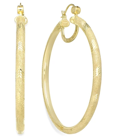 Simone I. Smith 18K Gold over Sterling Silver Earrings, Laser and Diamond-Cut Extra Large Hoop Earrings (Also in Platinum Over Sterling Silver)