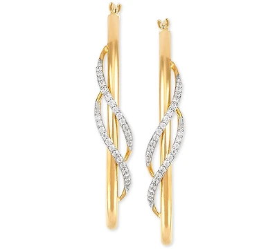 Diamond Twist Medium Twist Hoop Earrings (1/5 ct. t.w.) in 10k Gold, 1.5"