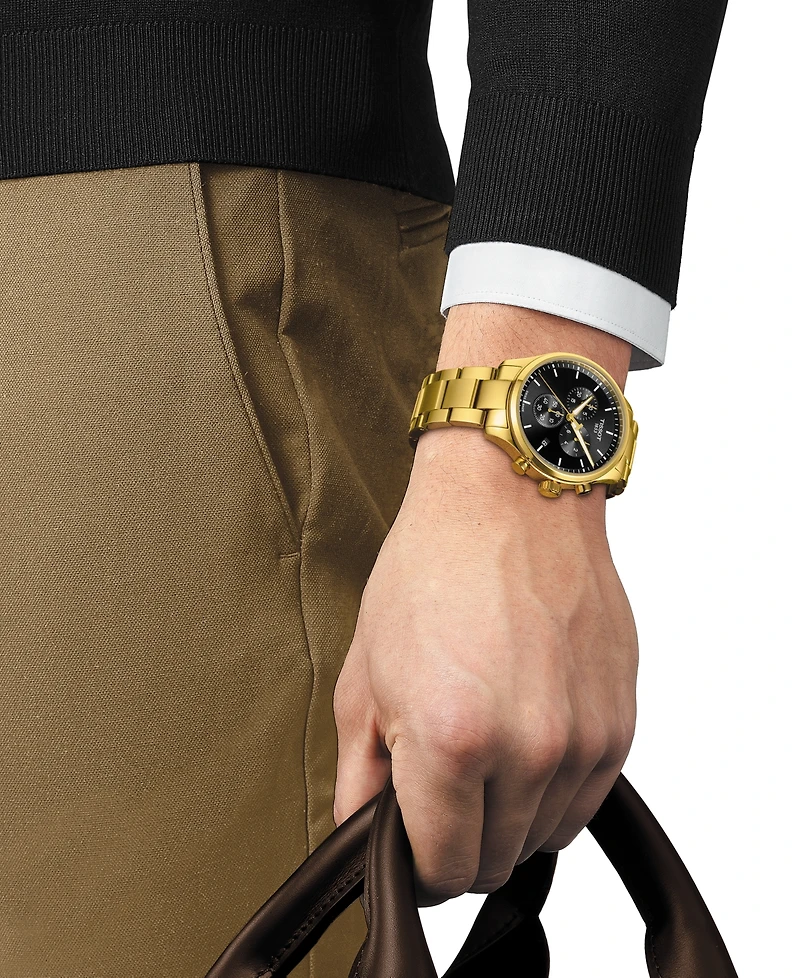 Tissot Men's Swiss Chronograph Chrono Xl Classic Gold-Tone Stainless Steel Bracelet Watch 45mm