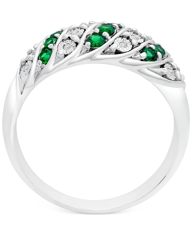 Sapphire (3/8 ct. t.w.) & Diamond (1/20 Statement Ring Sterling Silver (Also Ruby Emerald)