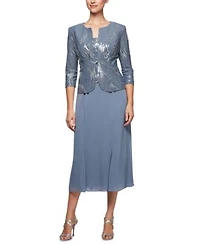 Alex Evenings Womens 2 Pc. Embellished Jacket A Line Dress Set