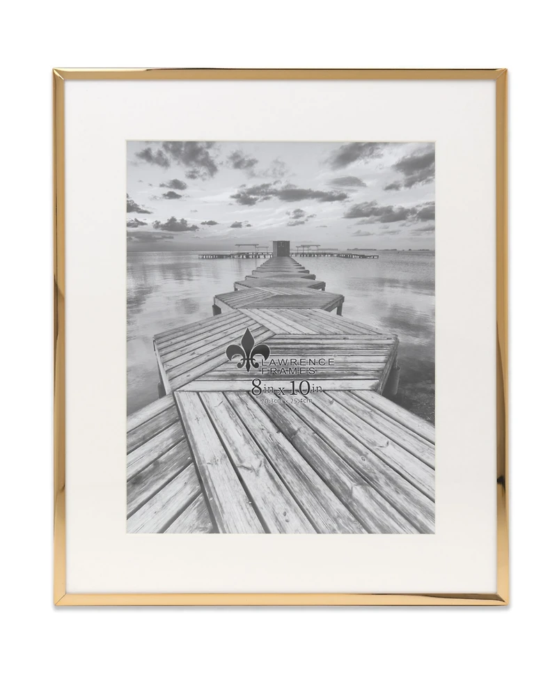 Elegant Metal Picture Frame with Bevel Cut Mat for Photo, 8" x 10"